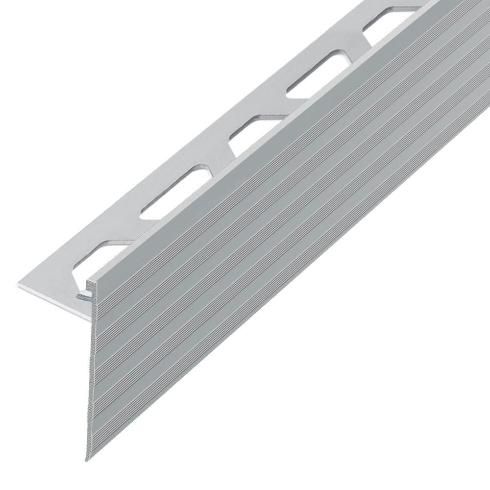 Schluter - SCHIENE-STEP Profilé de bordure de marche - aluminium anodisé nickel mat 9/16" (15 mm) x 8' 2-1/2" avec ailette verticale de 1-3/16"