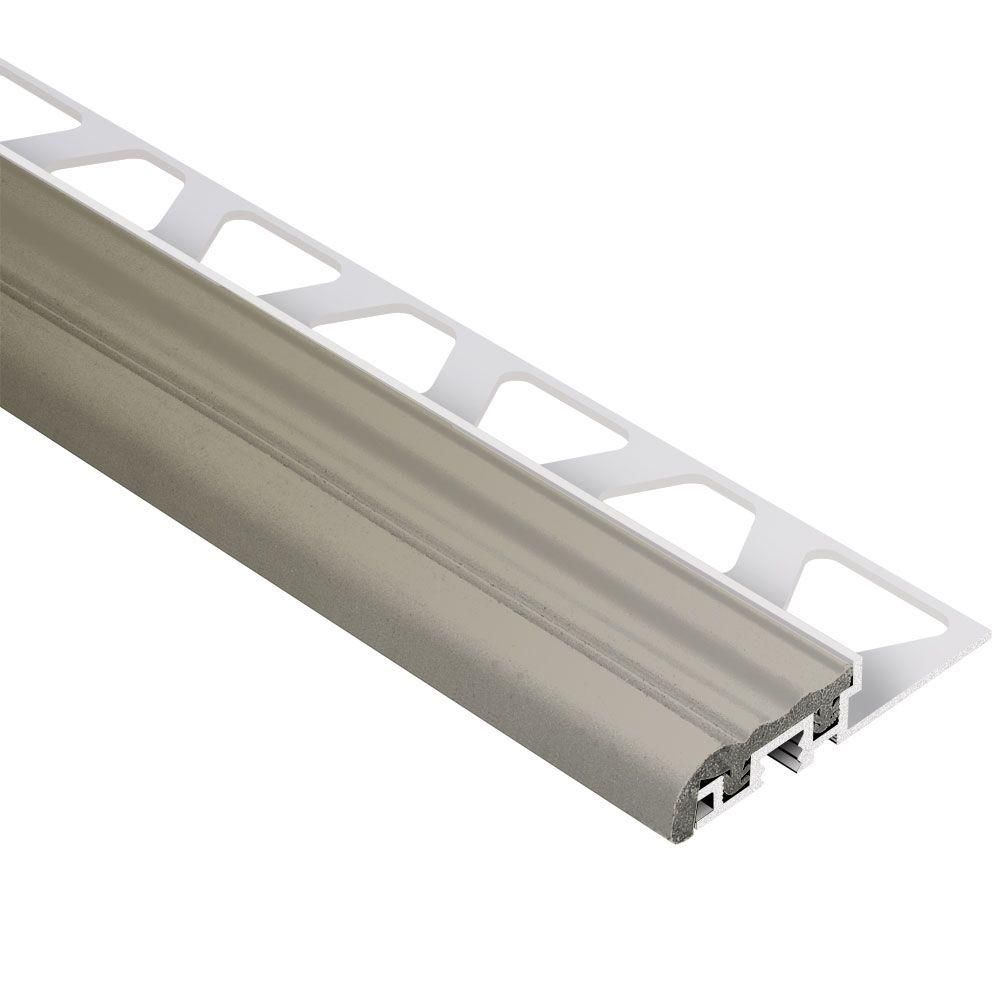 Schluter - TREP-S Profilé de nez de marche avec insert gris - aluminium et plastique PVC  1-1/32" x 4' 11" x 3/8" (10 mm)