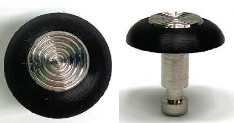 Kinesik - Advantage Unique Dômes tronqués individuels à motif de cercles concentriques noir carborundum avec centre Acier inoxydable 7/8"