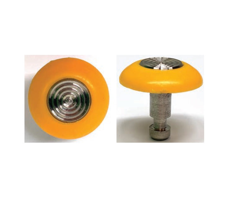 Kinesik - Advantage Unique Dômes tronqués individuels à motifs de cercles concentriques Acier inoxydable avec anneaux en poly jaune 7/8"