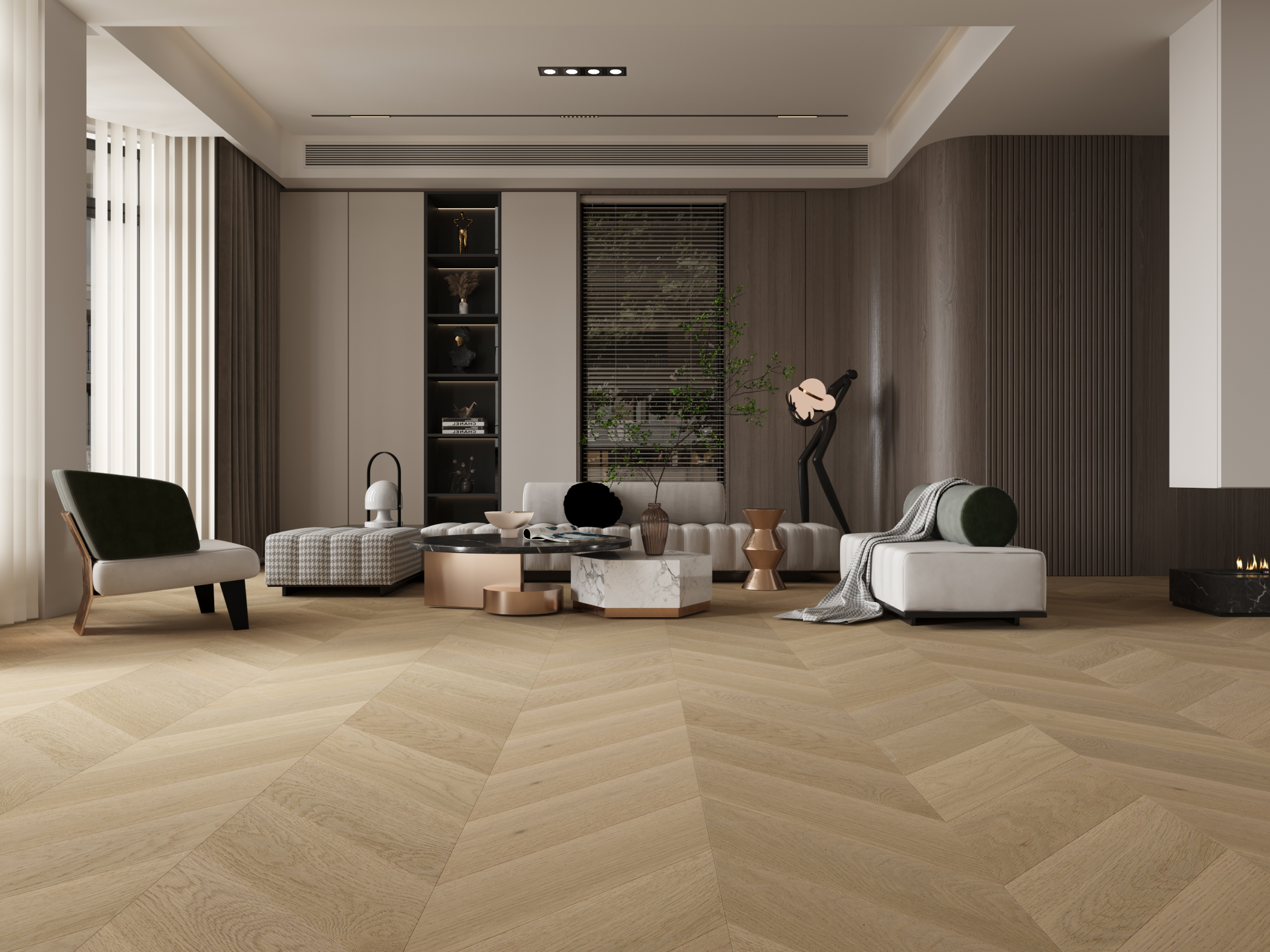 American Oak Chevron 5" Collection - Moonlight