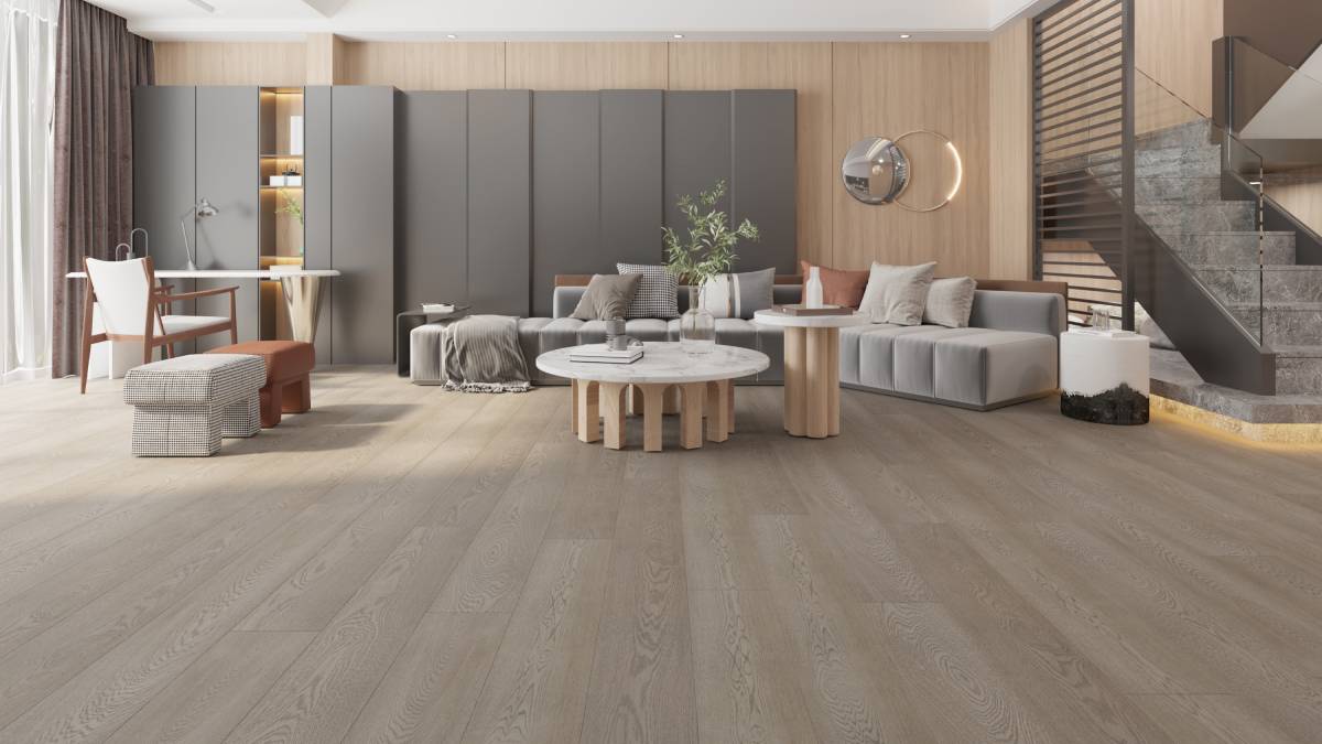 Vidar - Collection 9 - Sandy Grey - Plancher de bois d'ingénierie en chêne blanc américain, grade Character (ABCD) - 9" x 3/4"