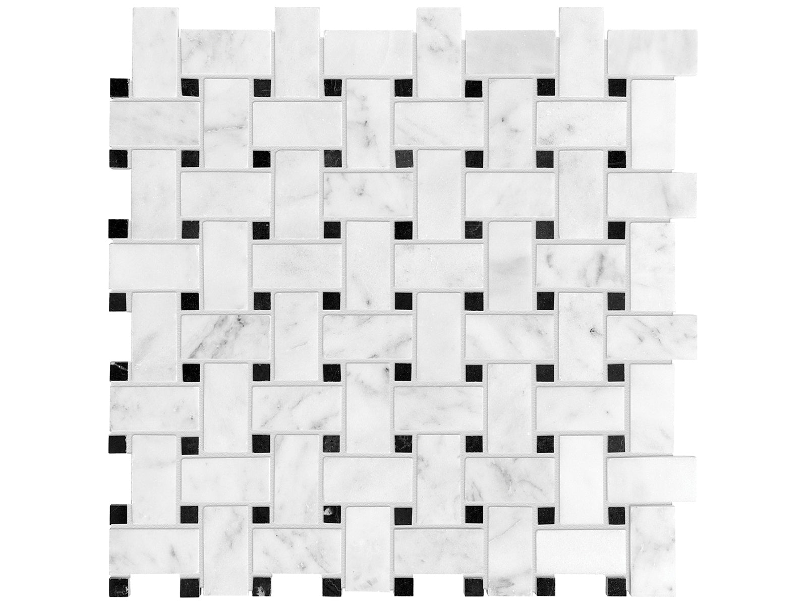 Anatolia - Bianco Venatino - Mosaïque de marbre à motif vannerie, fini poli