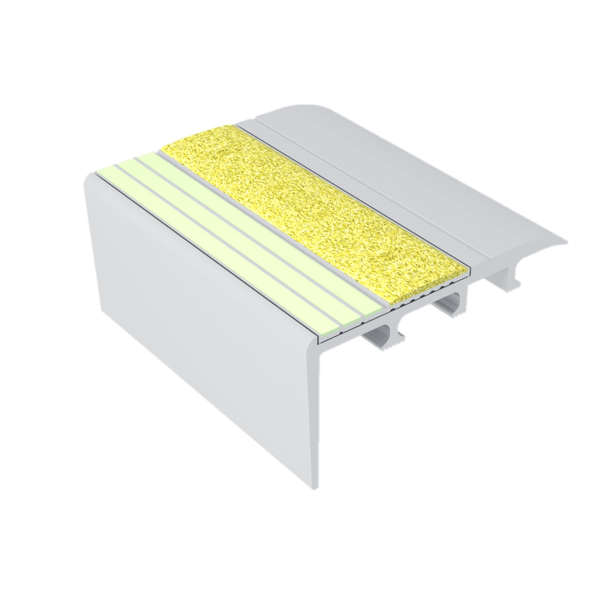 Kinesik - Ecoglo C4-E20 Nez de marche photoluminescent pour tapis avec bande antidérapante jaune 2.7" (vendu en pied linéaire)