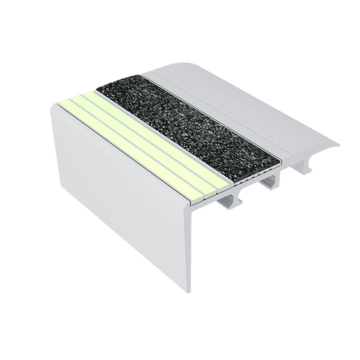 Kinesik - Ecoglo C4-E20 Nez de marche photoluminescent pour tapis avec bande antidérapante noire 2.7" (vendu en pied linéaire)
