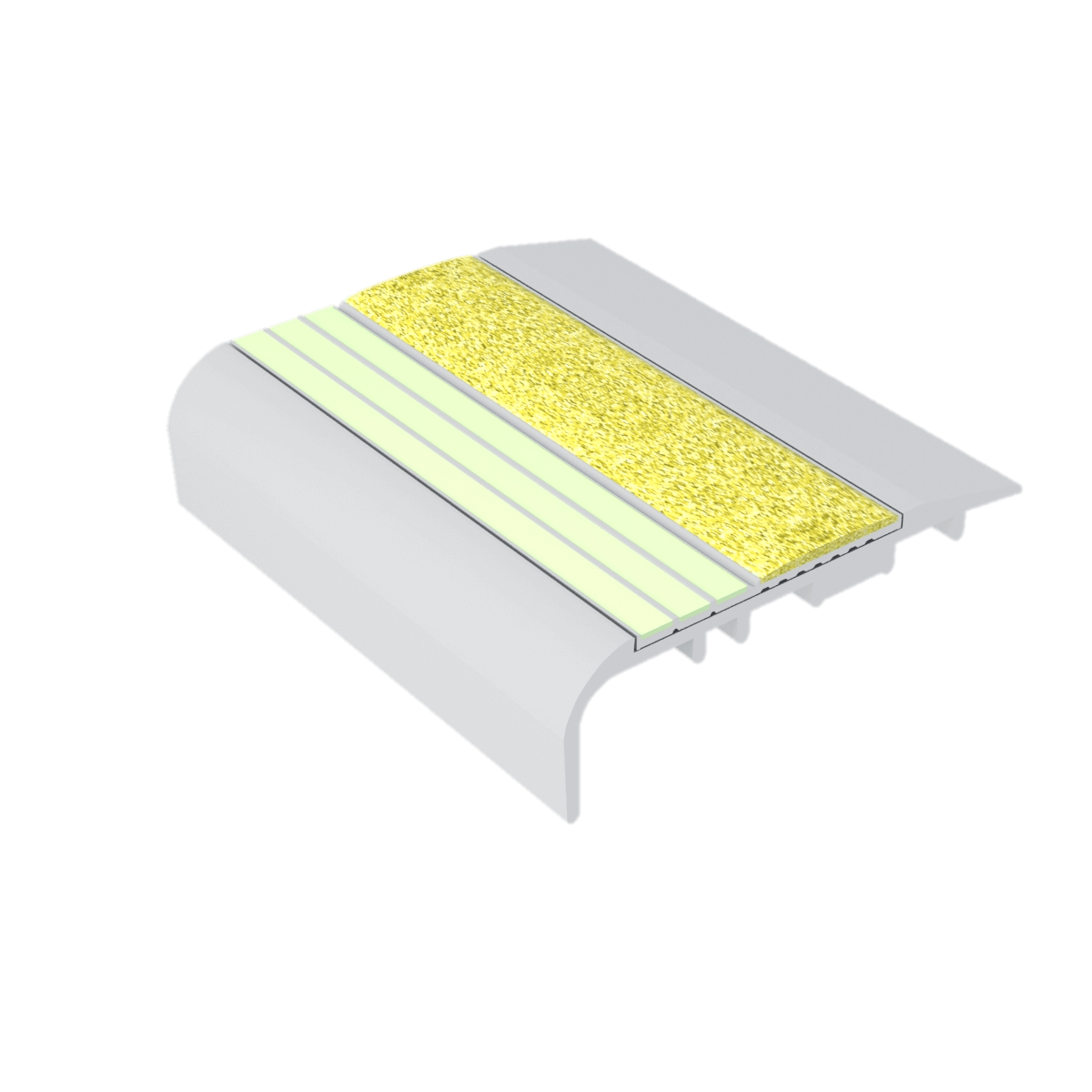 Kinesik - Ecoglo C5-E20 Photoluminescent Carpet Stair Nosing with Yellow Anti-Slip Strip 2.6" (vendu en pied linéaire)