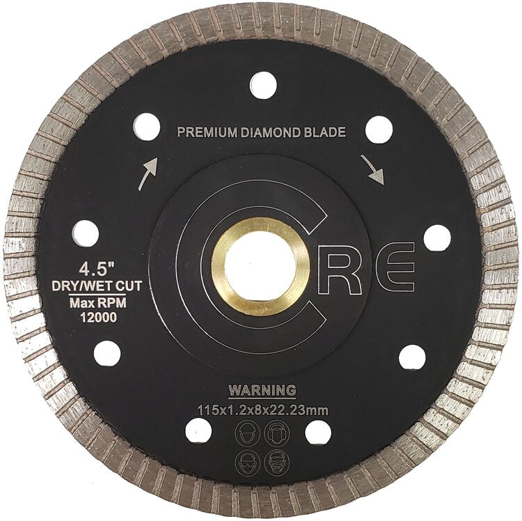 Core Abrasives - Lame fine segmentée turbo Capos pour la porcelaine 4.5"