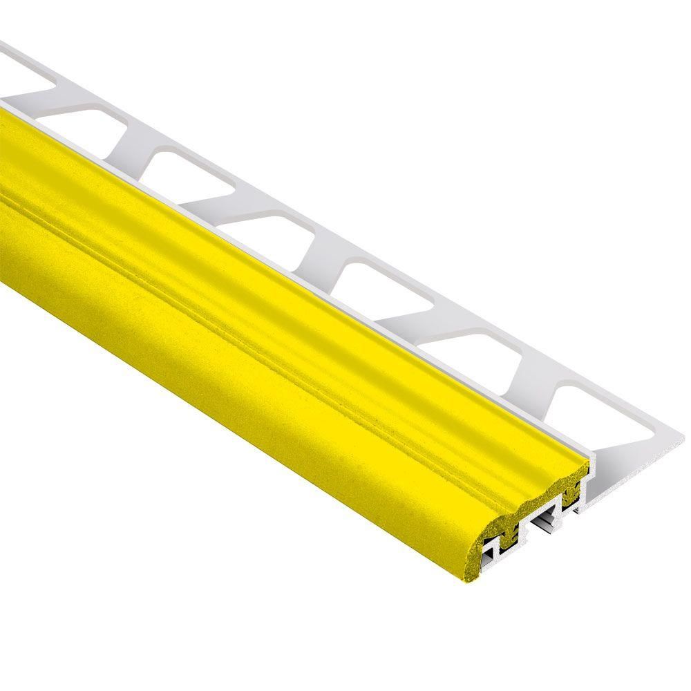 Schluter - TREP-S Profilé de nez de marche avec insert jaune - aluminium et plastique PVC 1-1/32" x 4' 11" x 3/8" (10 mm)