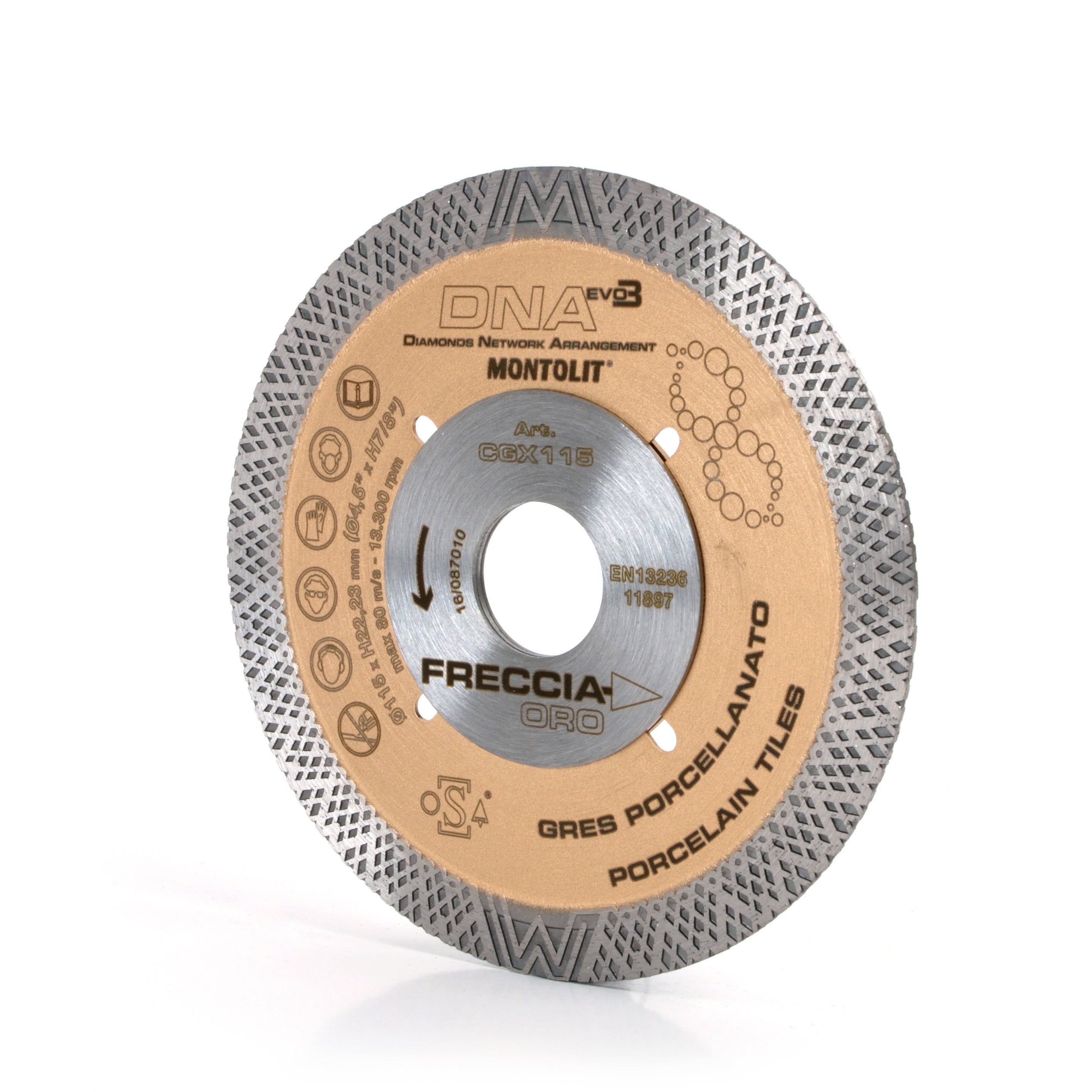 Montolit - Lame diamantée Freccia Ora pour coupe à l'eau et à sec 4 1/2"