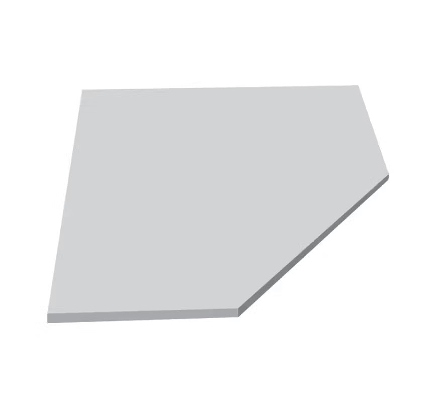 Fusion - Tablette de douche de coin en forme de diamant en pierre artificielle polie Super White 10" x 10" - 15 mm