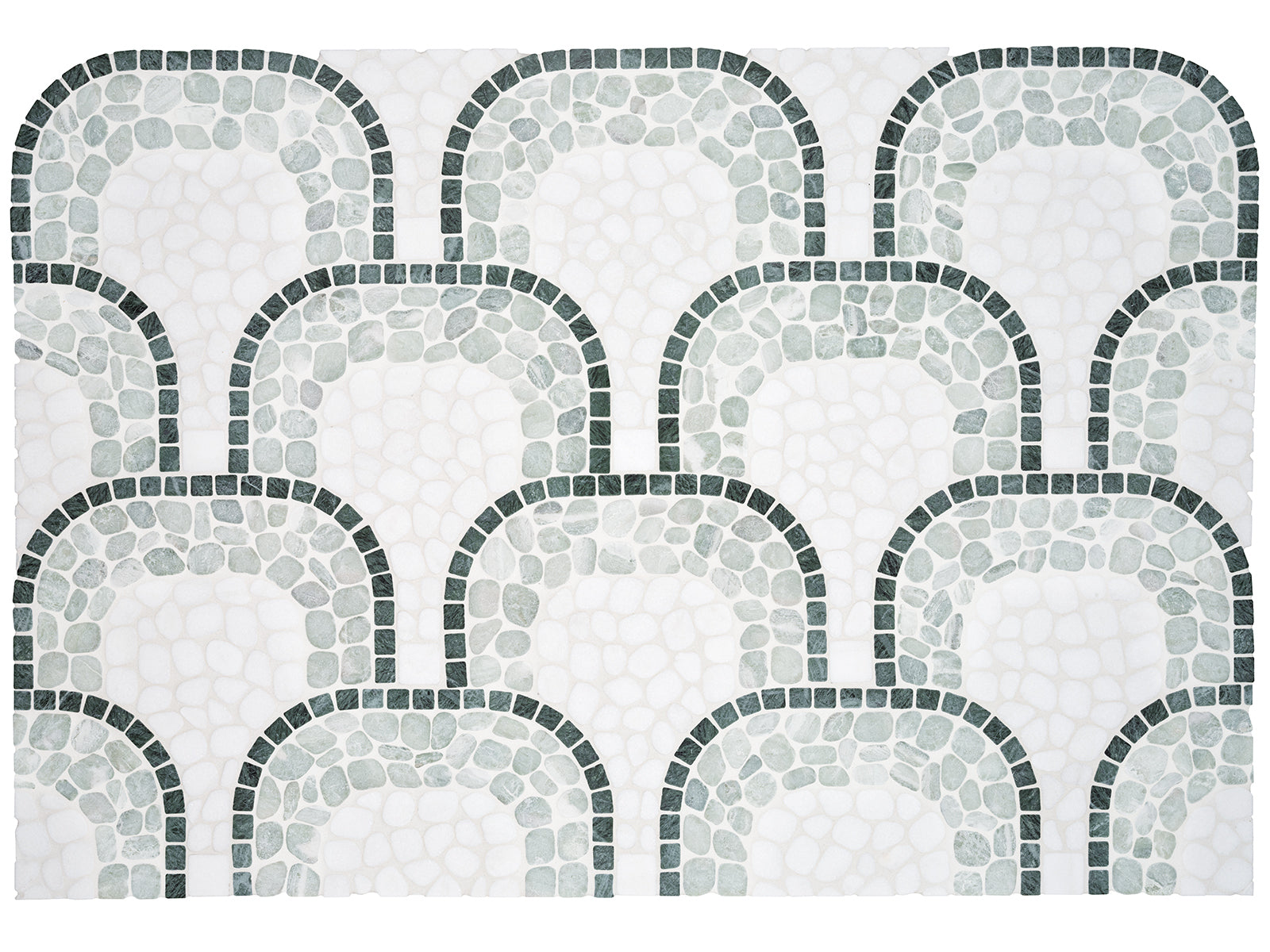 Anatolia - Cabana - Jade - Mosaïque de galets de marbre Flow, fini vieilli 19,8 x 39,1 cm