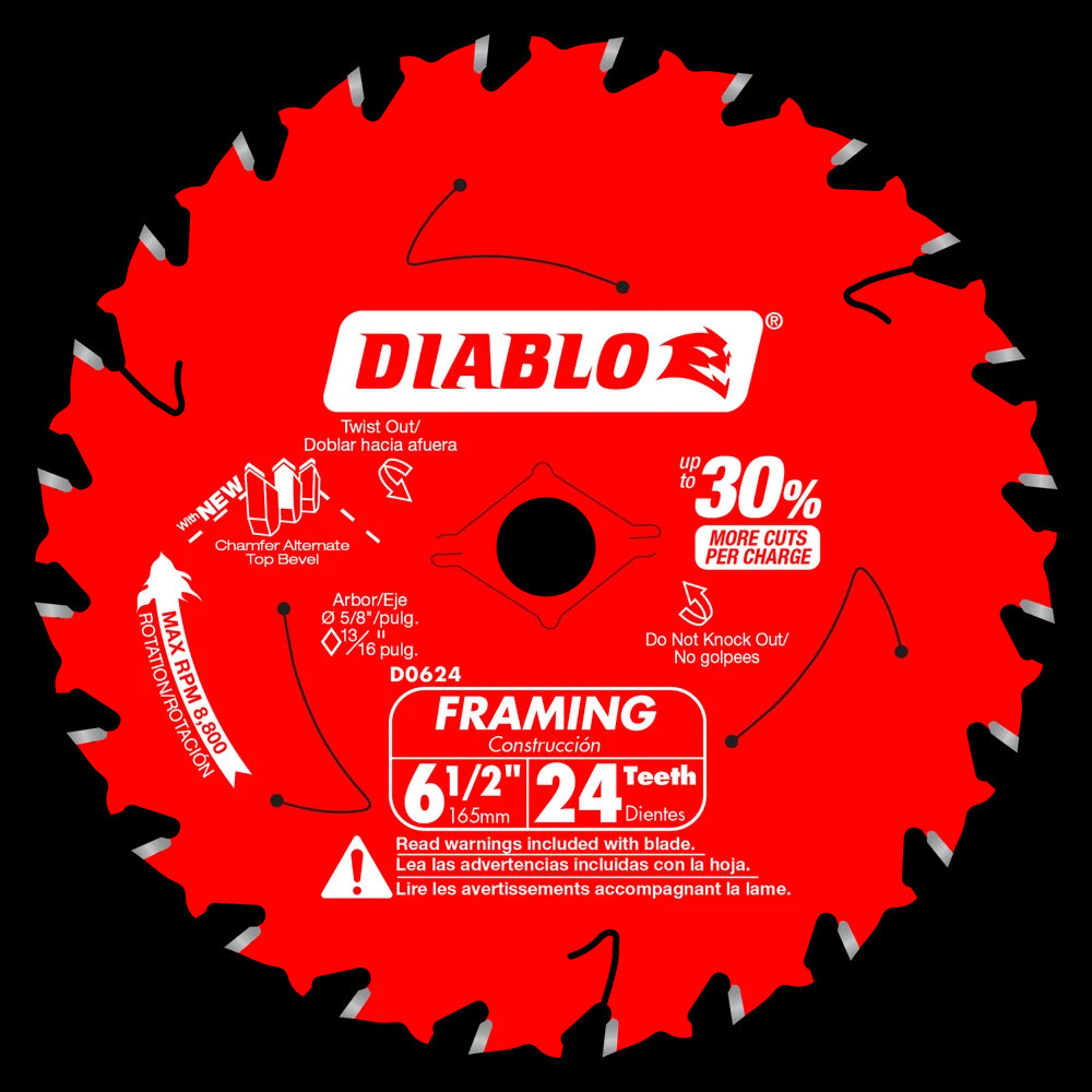 Diablo - Lame de scie à charpente 24 dents 6-1/2"
