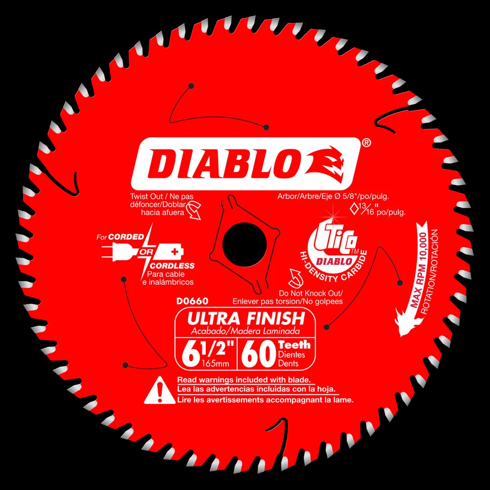 Diablo - Lame de scie circulaire Ultra Finish 60 dents 6-1/2"