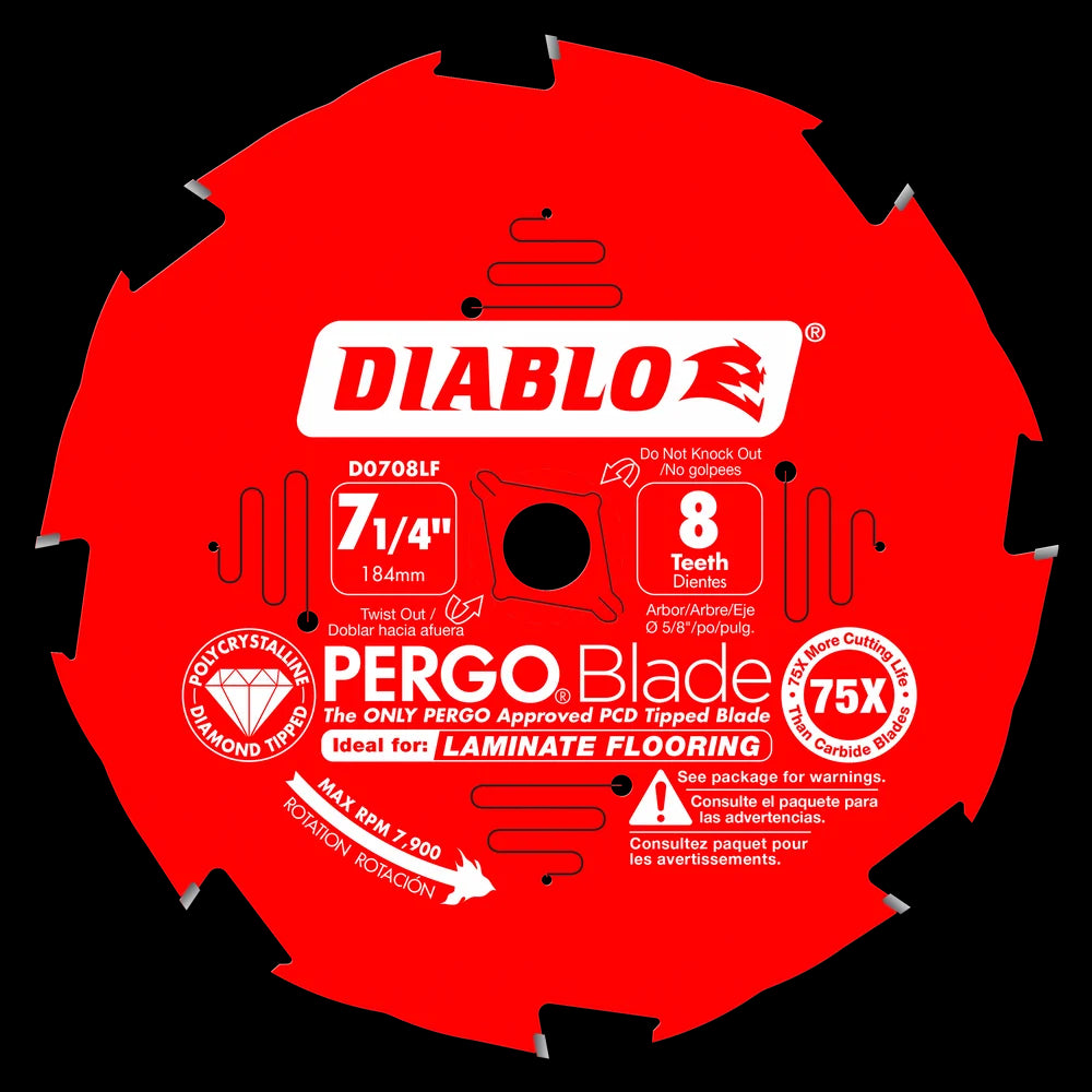 Diablo - Lame de scie circulaire PergoBlade 8 dents pour planchers flottants 7-1/4"