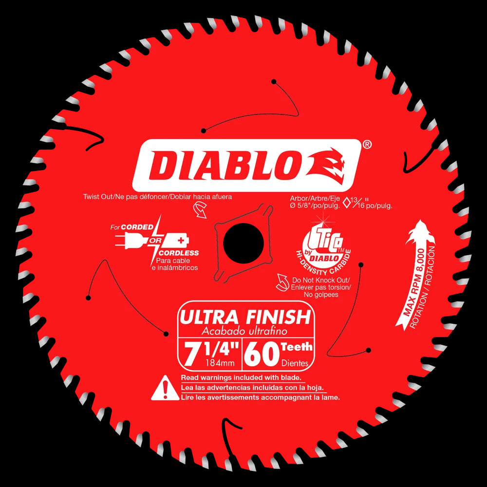 Diablo - Lame de scie circulaire Ultra Finish 60 dents 7-1/4"