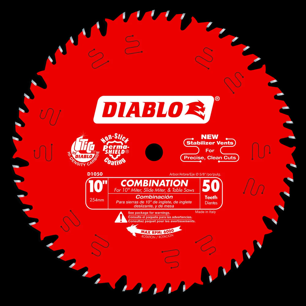 Diablo - Lame de scie combinée 50 dents pour les scies à onglet, les scies à onglet à glissière et les scies de table 10"