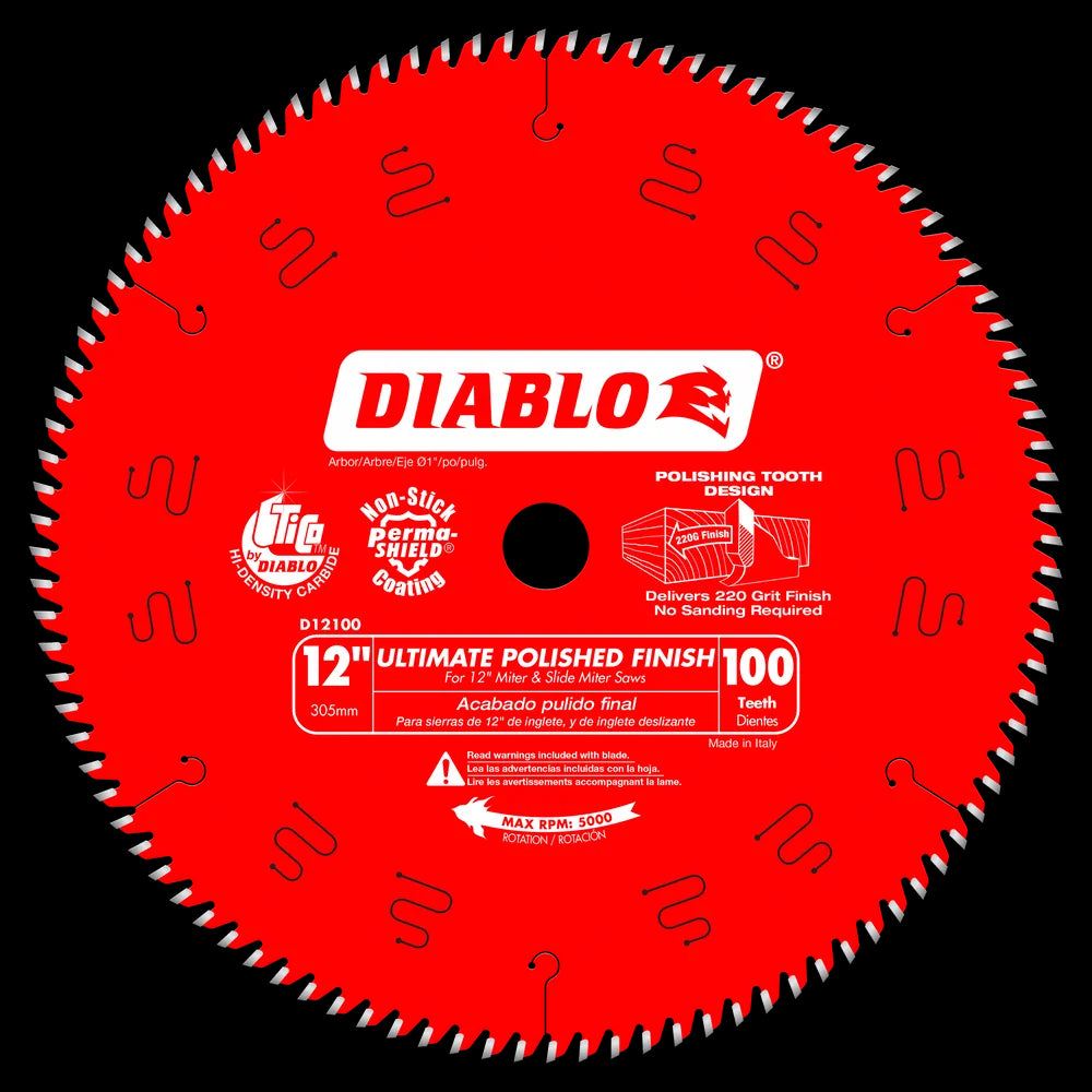 Diablo - Lame de scie à bois Ultimate Polished Finish 100 dents 12"