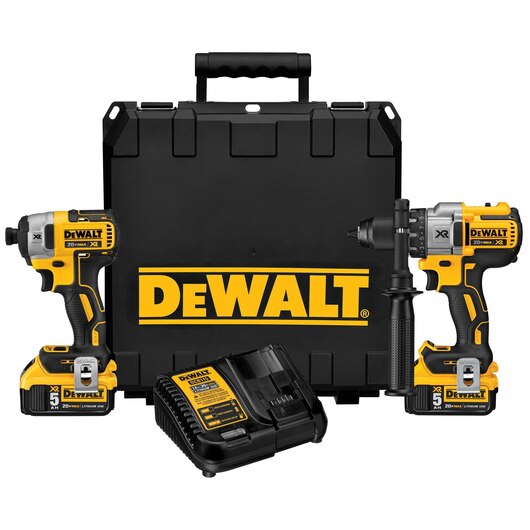 DeWalt - Ensemble de perceuse et visseuse à percussion sans balai sans fil 5AH 20V