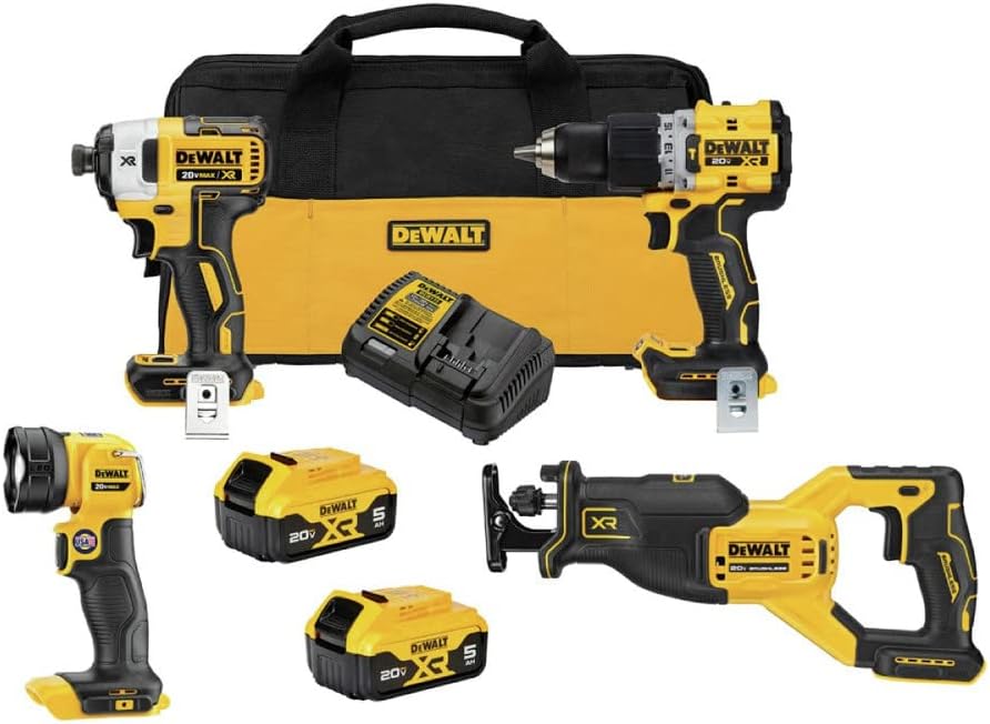 DeWalt - Kit combiné de 4 outils électriques 20V Max XR avec 2 batteries et un sac