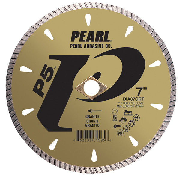 Pearl Abrasive - P5 Lame de carreaux et de pierres. 8 mm Rim 6" x 0.080" x 7/8". 5/8"
