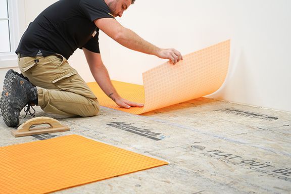 3' 2-3/4" x 34' 3/4" - 1/8" (3.5 mm) (110 ft²) - DITRA-PS Self-adhesive sheet uncoupling membrane for underfloor heating ||DITRAPS110