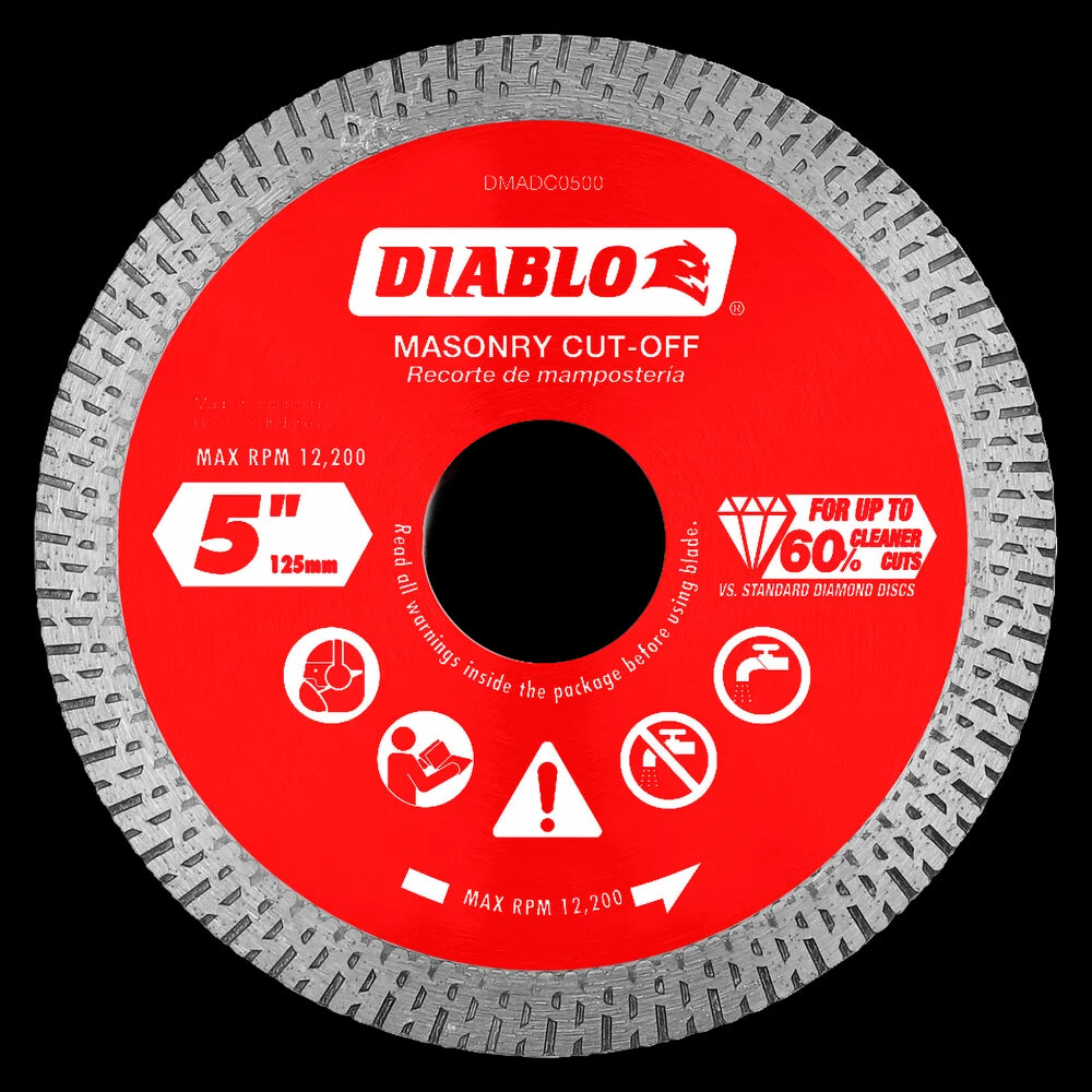 Diablo - Disques à tronçonner diamantés à jante continue pour la maçonnerie 5"