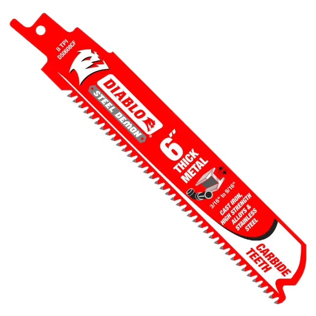 Diablo - Lame de scie à mouvement alternatif Steel Demon 8 TPI à pointes en carbure 6" pour métal épais