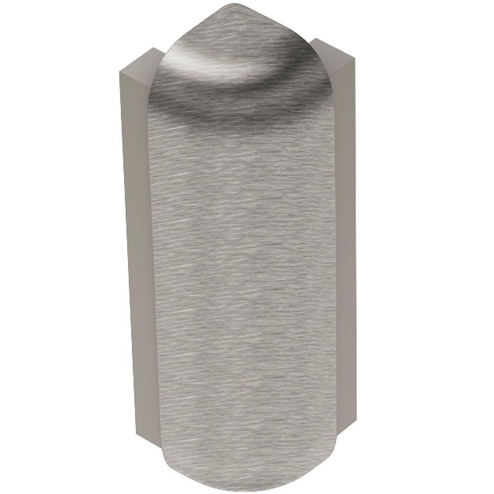 Schluter - RONDEC-STEP Coin extérieur 90° avec ailette verticale de 1-1/2" - aluminium anodisé nickel brossé 3/8" (10 mm)