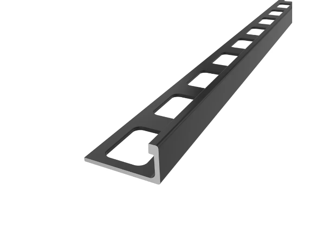 Diaplas - 3/8" (10 mm) x 8' - Decorative L-shaped molding for ceramic edging Economical black anodized aluminum (EC-555-10)