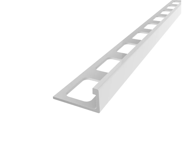 Diaplas - 3/8" (10 mm) x 8' - Decorative L-shaped molding for ceramic edging Economical white painted aluminum (EC-777-10)