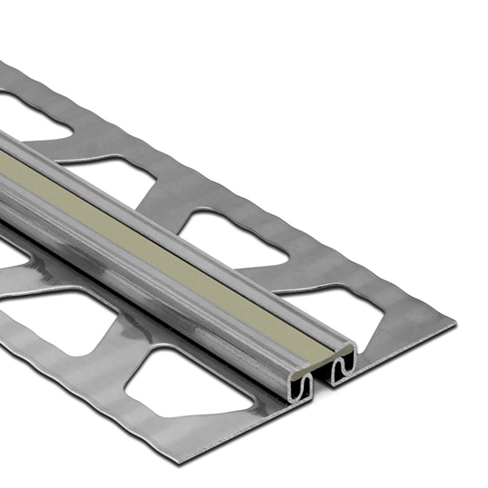 Schluter - DILEX-EKSB Profilé de joint de surface pour les revêtements de plancher plus minces - acier inoxydable (V2) avec joint de 1/4" gris 3/32" (2.5 mm) x 8' 2-1/2"