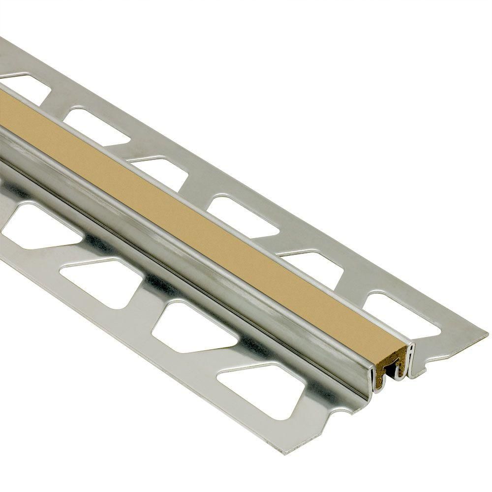 Schluter - DILEX-KSN Profilé pour joint de surface avec insertion beige clair de 7/16" - acier inoxydable (V2) 5/16" (8 mm) x 8' 2-1/2"