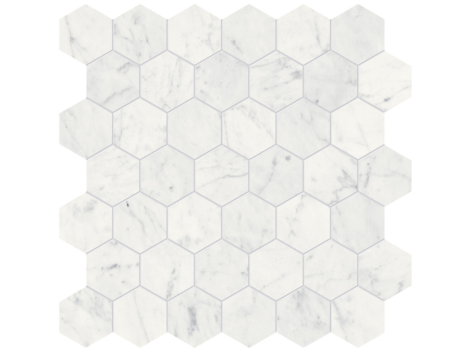 Anatolia - Eterna Bianco - Mosaïque hexagonale de marbre, fini adouci 4,9 cm (2 po)