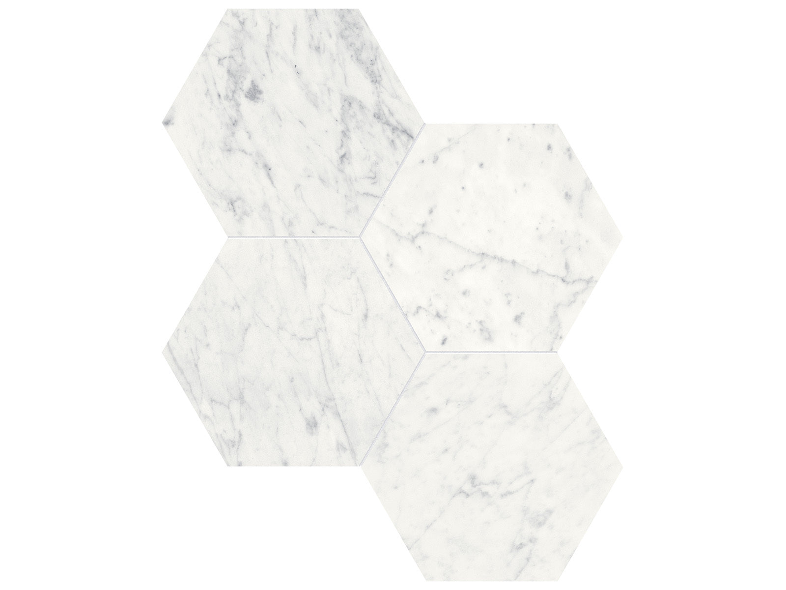 Anatolia - Eterna Bianco - Mosaïque hexagonale de marbre, fini adouci 15,2 cm (6 po)