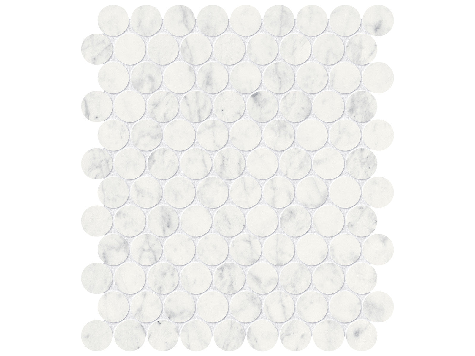 Anatolia - Eterna Bianco - Mosaïque de pastilles rondes de marbre, fini adouci 3 cm (1,25 po)
