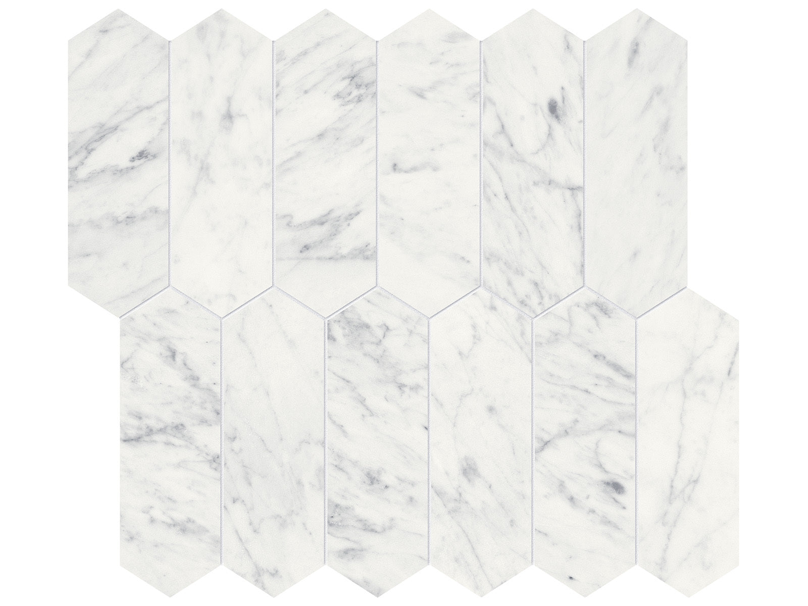 Anatolia - Eterna Bianco - Mosaïque picket de marbre, fini adouci 4,9 x 15 cm (2 x 6 po)