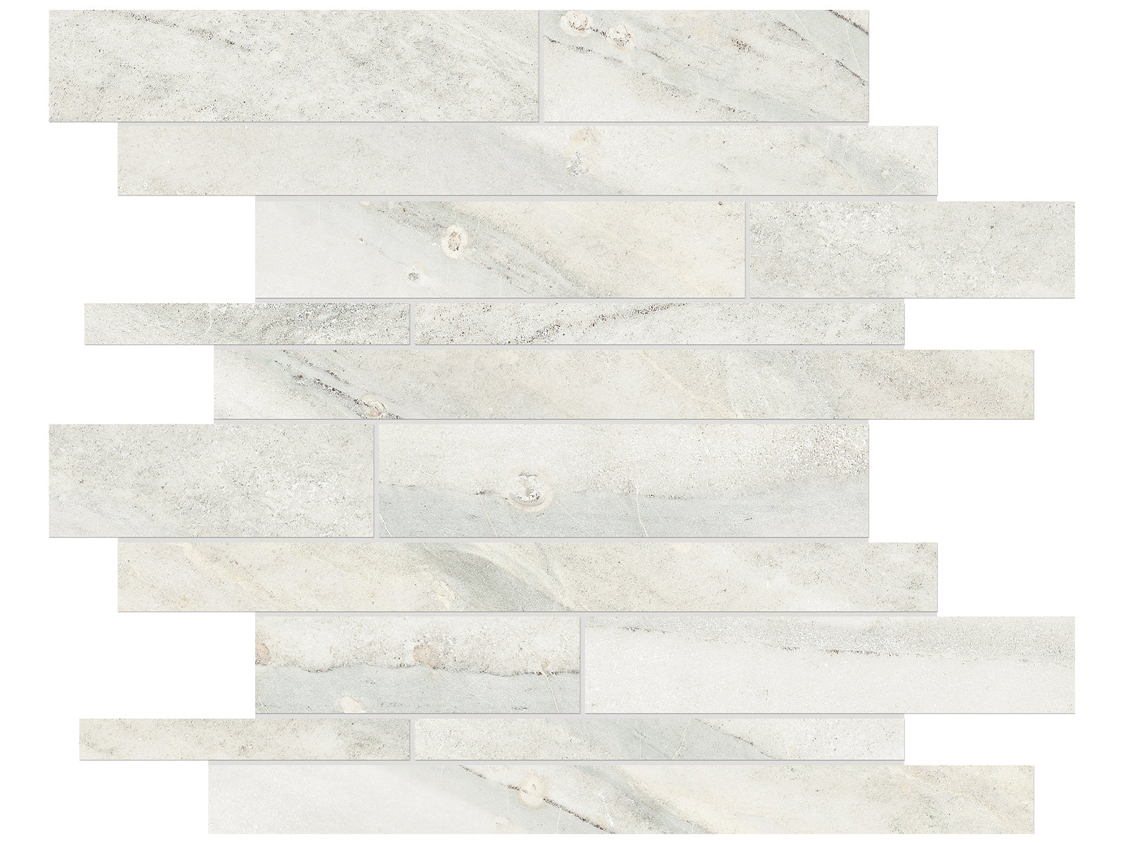 Anatolia - Evolution - Ice - Mosaïque de porcelaine émaillée à bandes aléatoires, fini mat