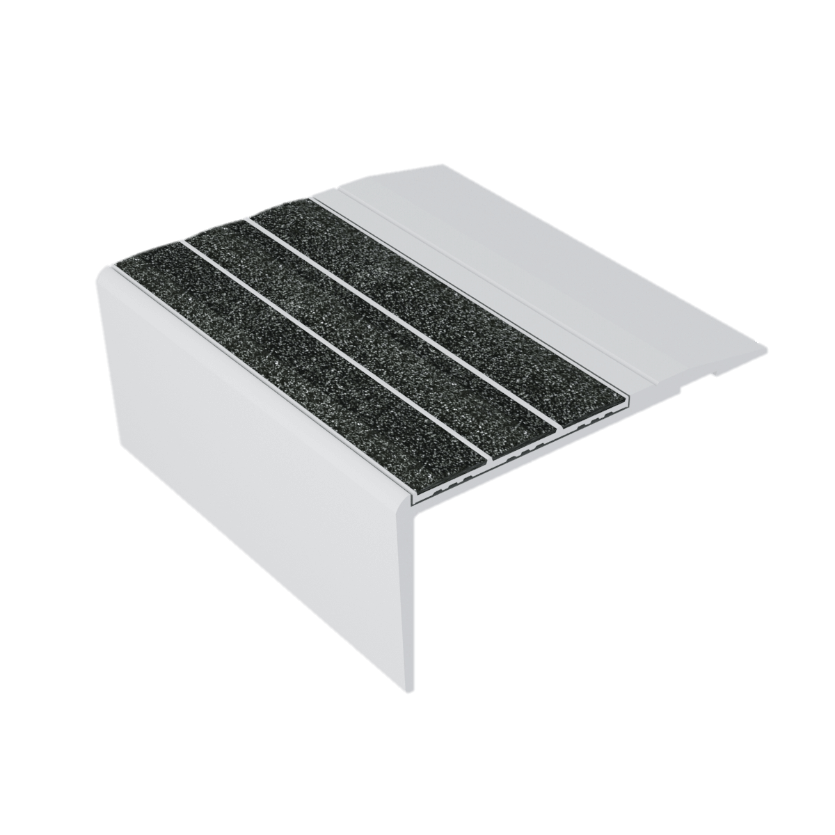 Kinesik - Ecoglo F4-N20 Flat Stair Nosing with Black Anti-Slip Strips 2.7" (vendu en pied linéaire)