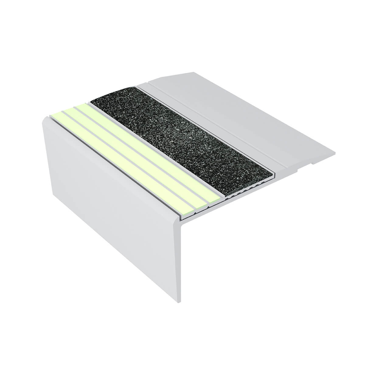 Kinesik - Ecoglo F4-E20 Nez de marche photoluminescent à angle droit avec bande antidérapante noire 2.7" x 8' (vendu au pied linéaire)
