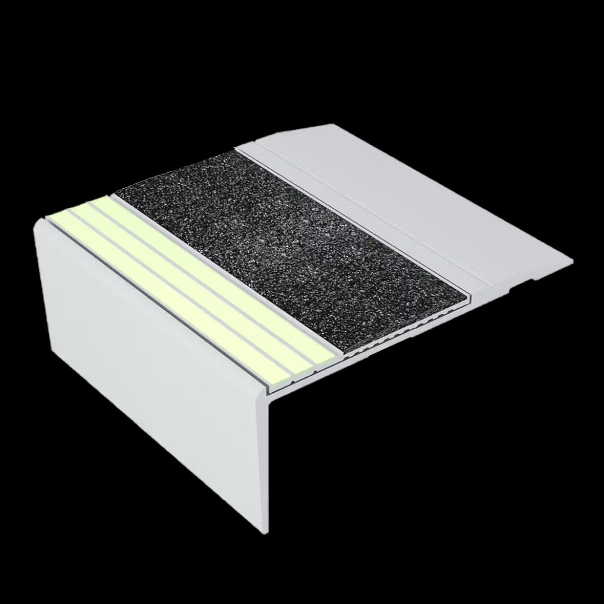 Kinesik - Ecoglo F4B-E30 Nez de marche plat Aluminium anodisé avec bandes photoluminescentes et antidérapantes noires 2-11/16" (vendu en pieds linéaires)
