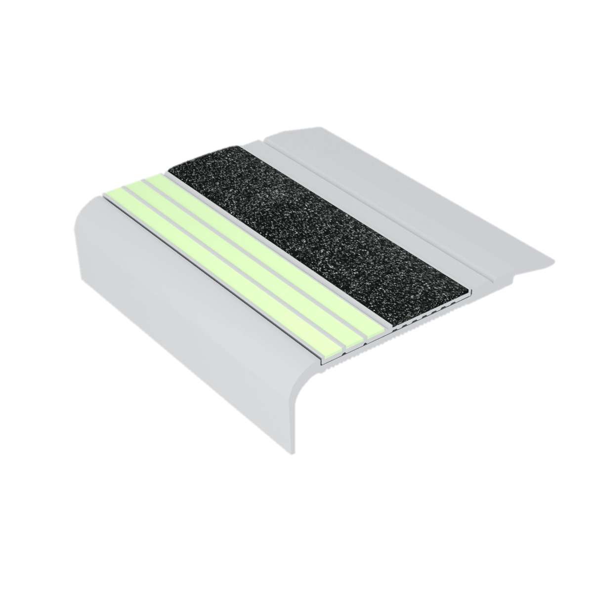 Kinesik - Ecoglo F5-E20 Nez de marche photoluminescent à angle droit avec bande antidérapante noires 2.7" (vendu en pied linéaire)