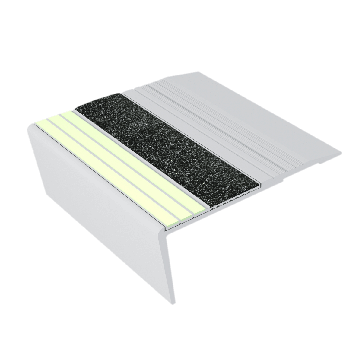 Kinesik - Ecoglo F6-E20 Nez de marche photoluminescent à angle droit avec bande antidérapante noire 3.1" (vendu en pied linéaire)