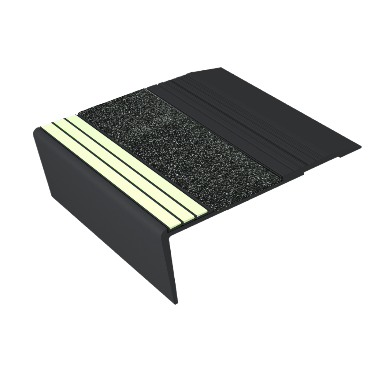 Kinesik - Ecoglo F6B Nez de marche plat en aluminium photoluminescent F6B271 Noir avec bandes contrastées E3071 Noir 2"