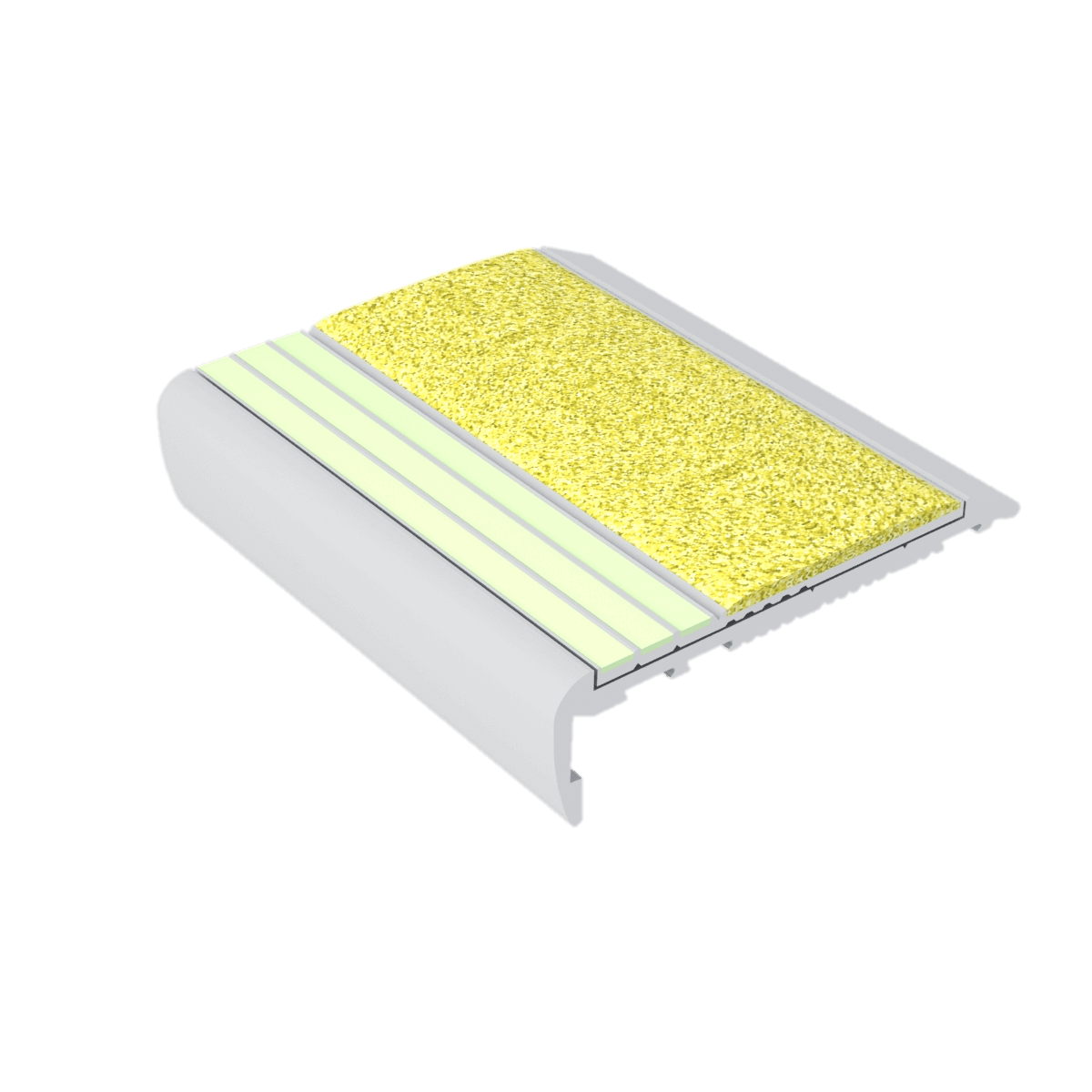 Kinesik - Ecoglo F7-E30 Photoluminescent Flat Stair Nosing with Yellow Anti-Slip Strip 2.6" (vendu en pied linéaire)