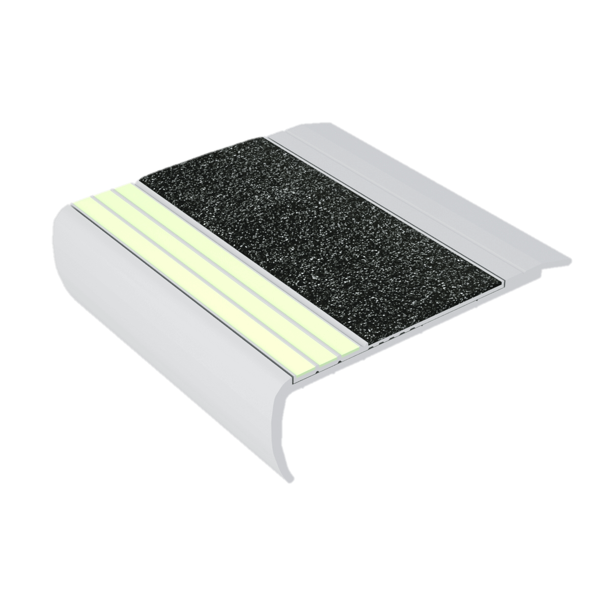 Kinesik - Ecoglo F8-E30 Flat Stair Nosing with Black Anti-Slip Strips 3" (vendu en pied linéaire)