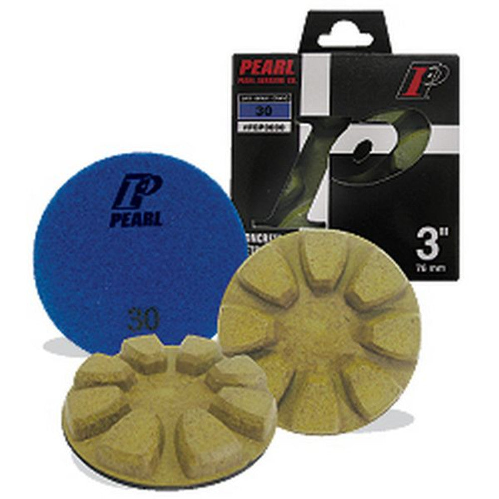 Pearl Abrasive - Disques de polissage de 3 po pour le béton sec. grain 100 (paquet de 6)