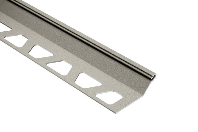 Schluter - FINEC-SQ Moulure de finition et de protection des rebords avec surface visible mince et carrée Aluminium Gris pierre 1/2" x 8' 2-1/2"