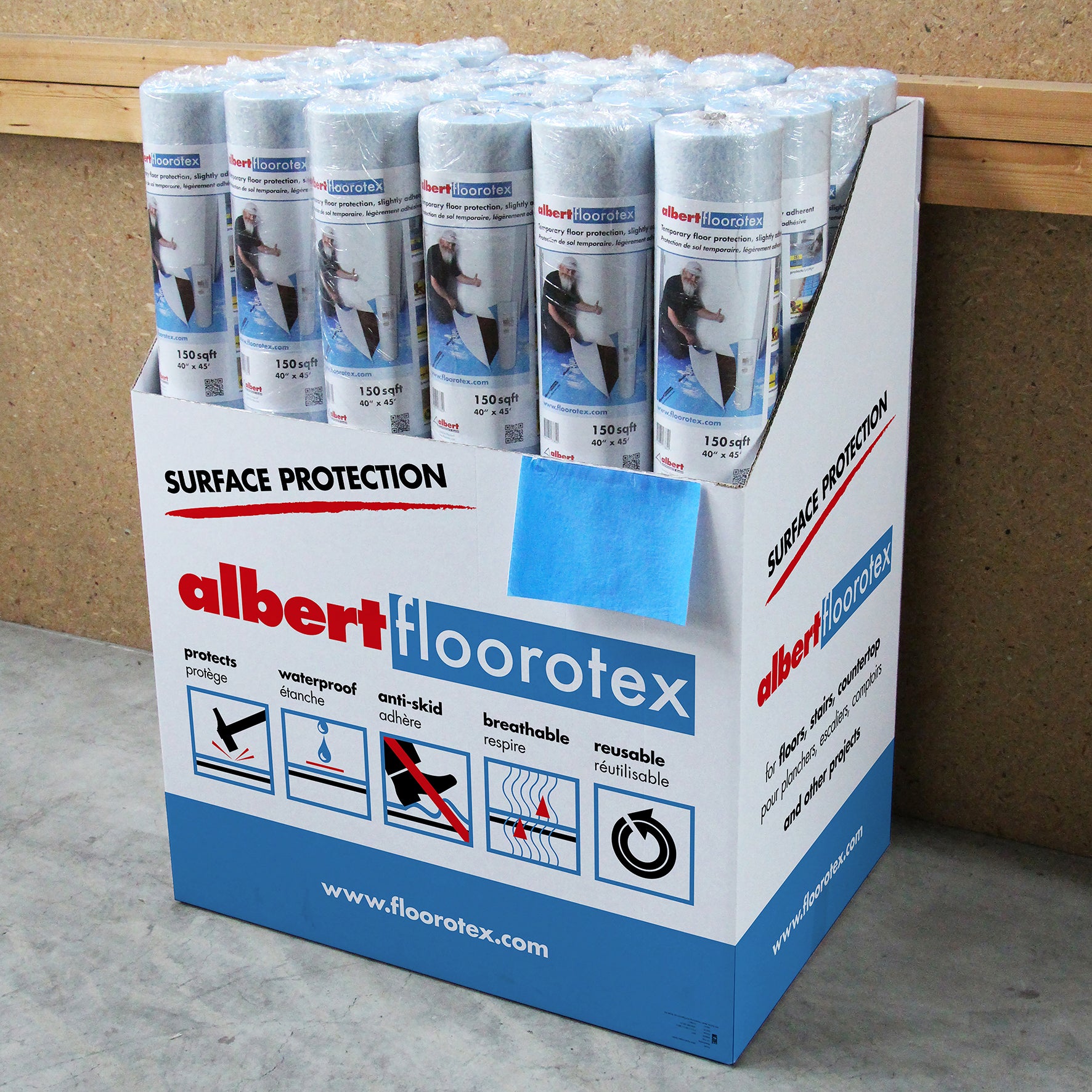 Floorotex - 40" x 168' (560 Pi.Ca) - Bleu protecteur de plancher ||FLO8650