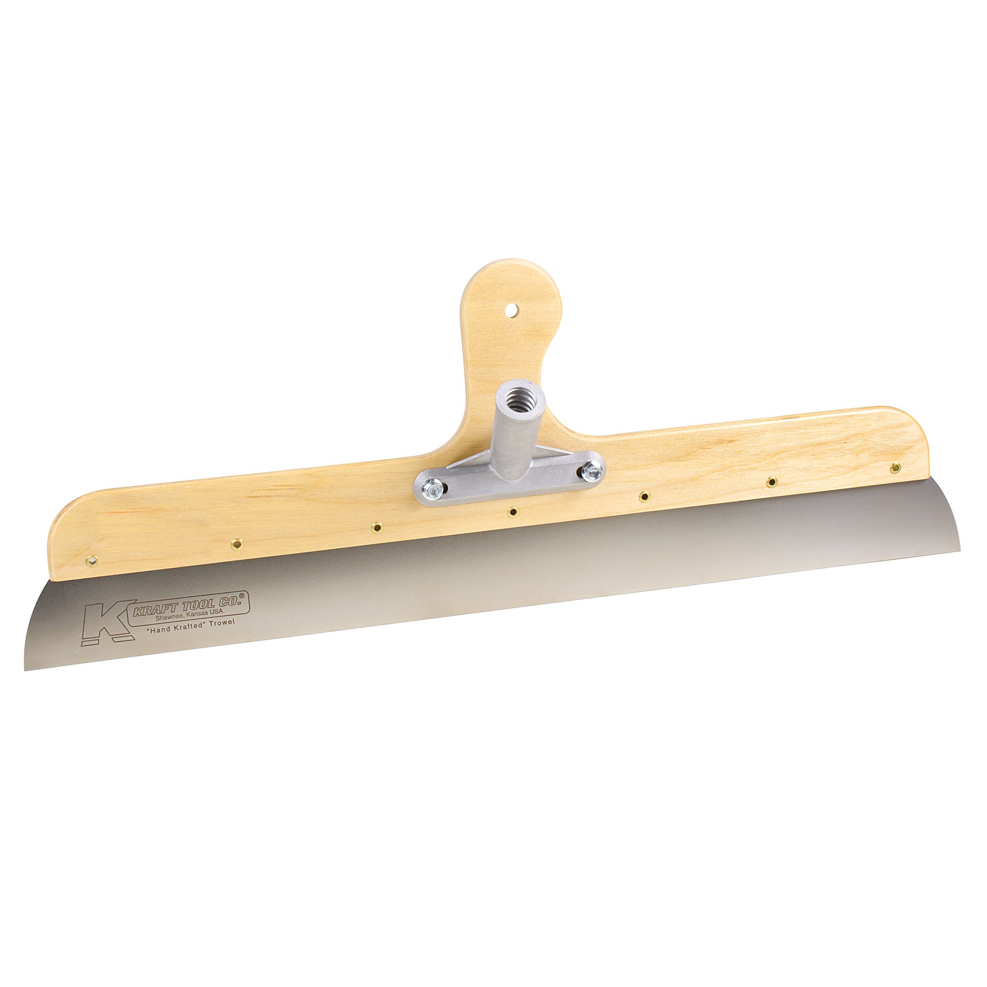 Kraft Tool - Lisseur en acier inoxydable à cadre en bois avec poignée intégrée et support fileté 24"