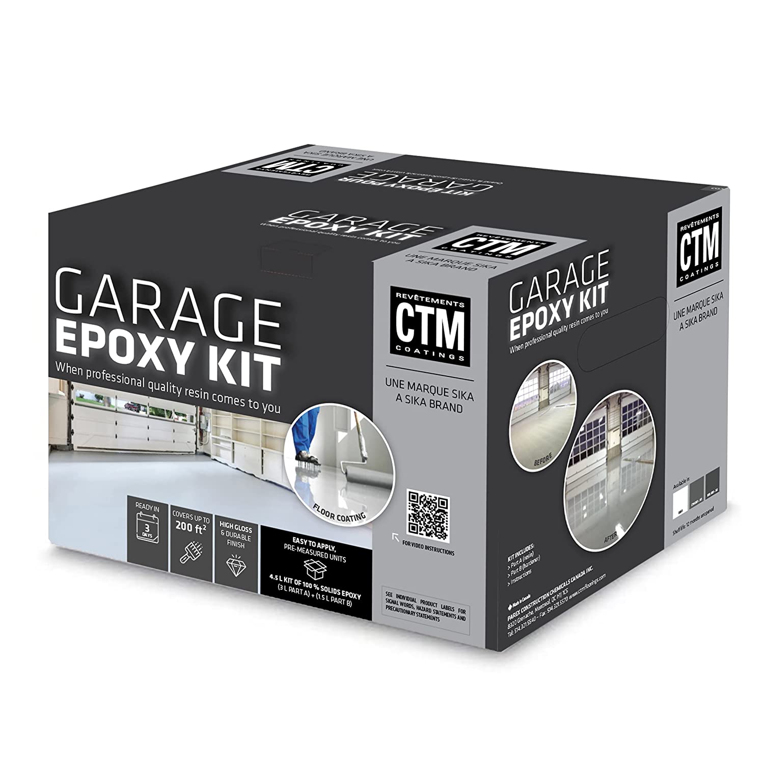 CTM - Kit époxy de garage partie A+B transparent 4.5 L